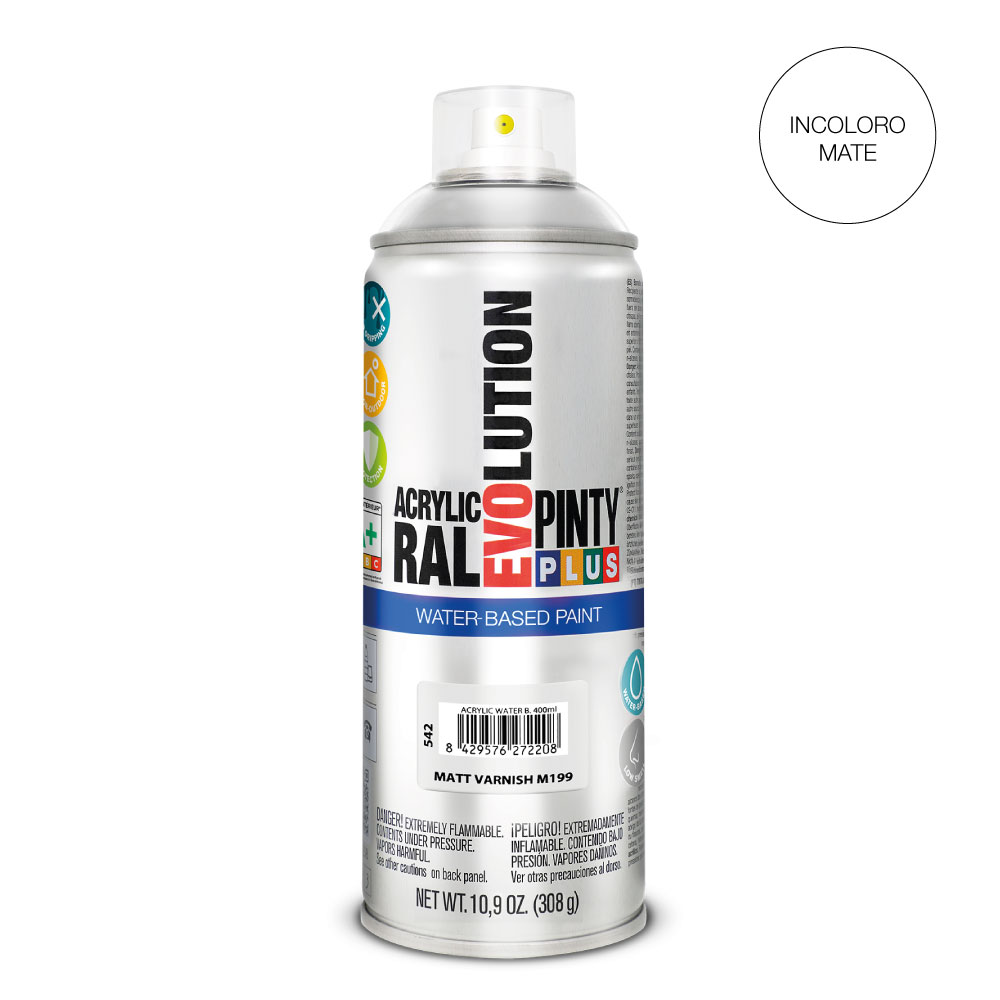 PINTURA EN SPRAY PINTYPLUS EVOLUTION WATER-BASED 520cc M199 BARNIZ MATE - Ítem
