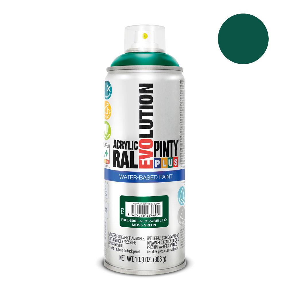 PINTURA EN SPRAY PINTYPLUS EVOLUTION WATER-BASED 520cc RAL 6005 VERDE MUSGO - Ítem