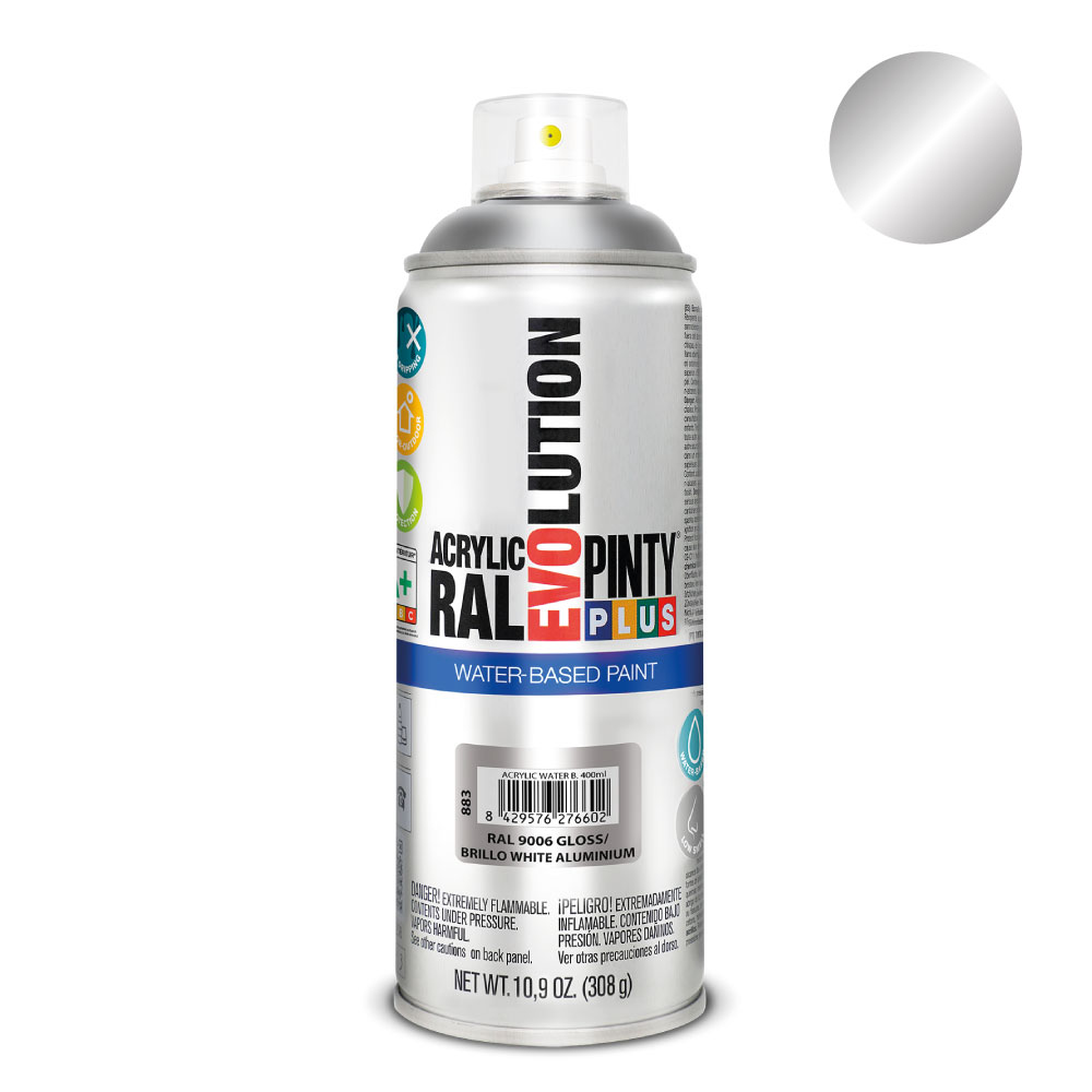 PINTURA EN SPRAY PINTYPLUS EVOLUTION WATER-BASED 520cc RAL 9006 ALUMINIO BLANCO