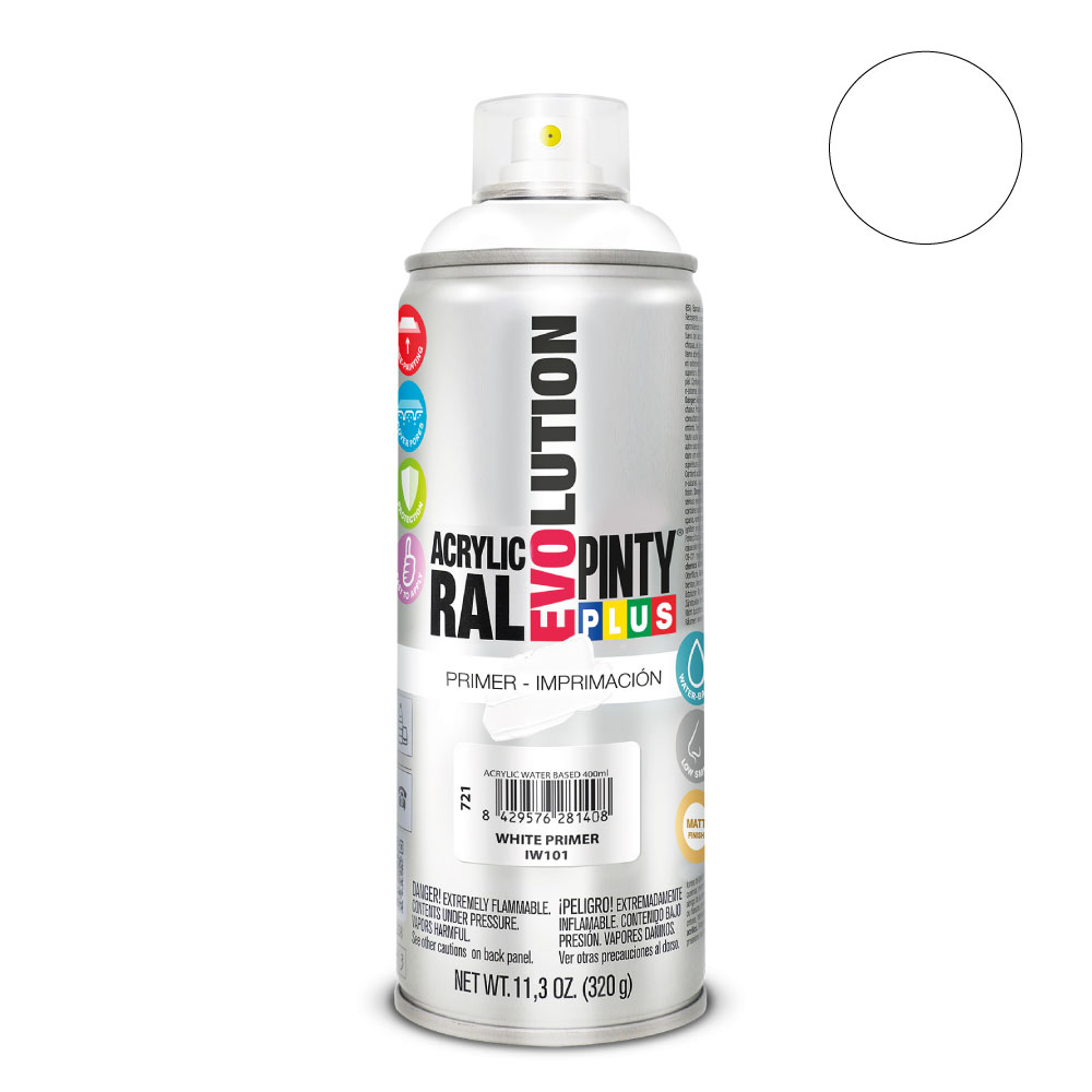 PINTURA EN SPRAY PINTYPLUS EVOLUTION WATER-BASED 520cc IMPRIMACIÓN BLANCO IW101