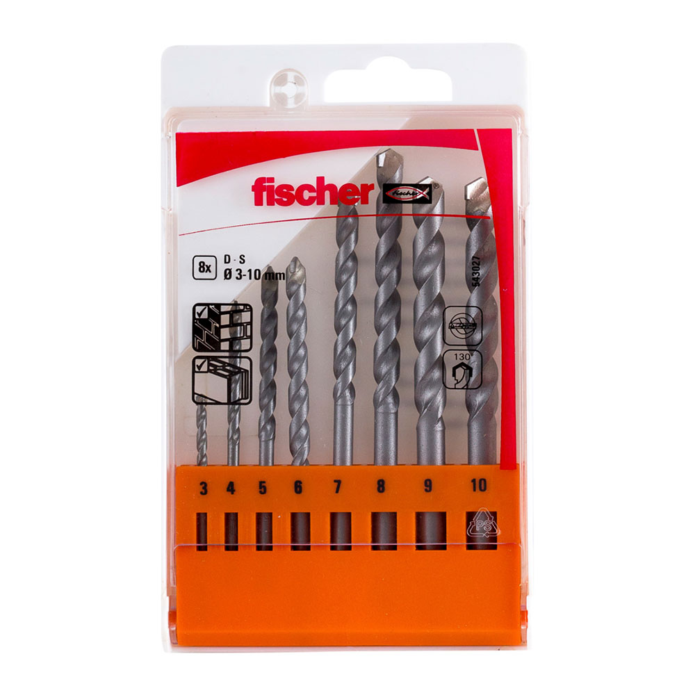 PACK 8 BROCAS PERCUSION S Ø3/4/5/6/7/8/9/10mm 543027 FISCHER