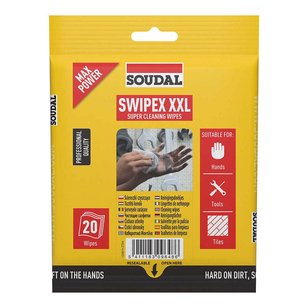 BOLSA DE 20 TOALLITAS SWIPEX XXL SOUDAL 120874