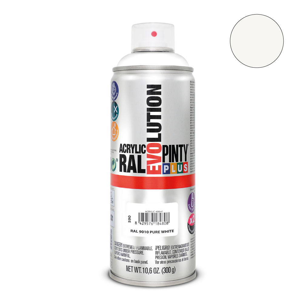 PINTURA EN SPRAY PINTYPLUS EVOLUTION 520cc RAL 9010 BLANCO PURO MATE - Ítem