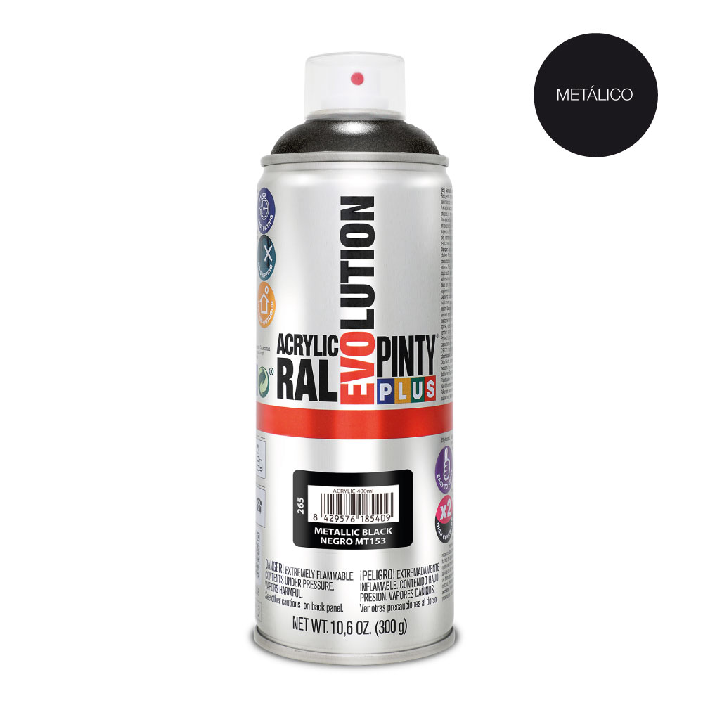 PINTURA EN SPRAY PINTYPLUS EVOLUTION METALIZADA 520cc NEGRO MT153