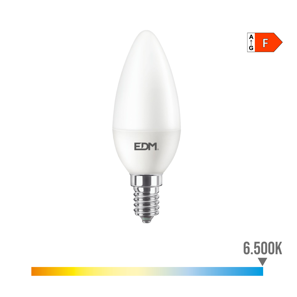 BOMBILLA VELA LED E14 8W 806lm 6500K LUZ FRIA Ø3,8x11,4cm EDM