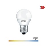 BOMBILLA ESFERICA LED E27 5W 400lm 6400K LUZ FRIA Ø4,5x8cm EDM