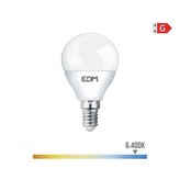 BOMBILLA ESFERICA LED E14 5W 400lm 6400K LUZ FRIA Ø4,5x8cm EDM