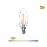 BOMBILLA DE VELA CON FILAMENTO DE LED E14 4W 500lm 3200K LUZ CALIDA Ø3,5x9,8cm EDM