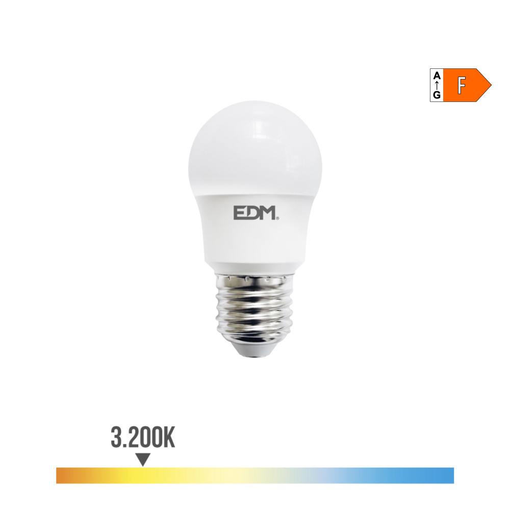 BOMBILLA ESFERICA LED E27 8,5W 880lm 3000K LUZ CALIDA Ø4,5x8,6cm EDM - Ítem