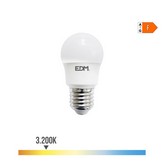BOMBILLA ESFERICA LED E27 8,5W 880lm 3000K LUZ CALIDA Ø4,5x8,6cm EDM