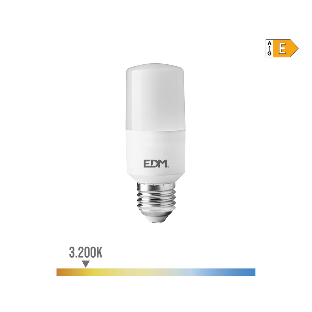 BOMBILLA TUBULAR LED E27 10W 1100lm 3200K LUZ CALIDA Ø4x10,7cm EDM