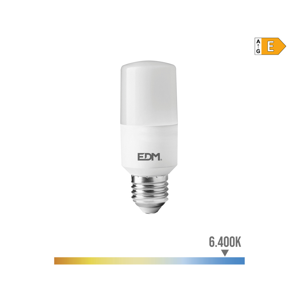 BOMBILLA TUBULAR LED E27 10W 1100lm 6400K LUZ FRIA Ø4x10,7cm EDM