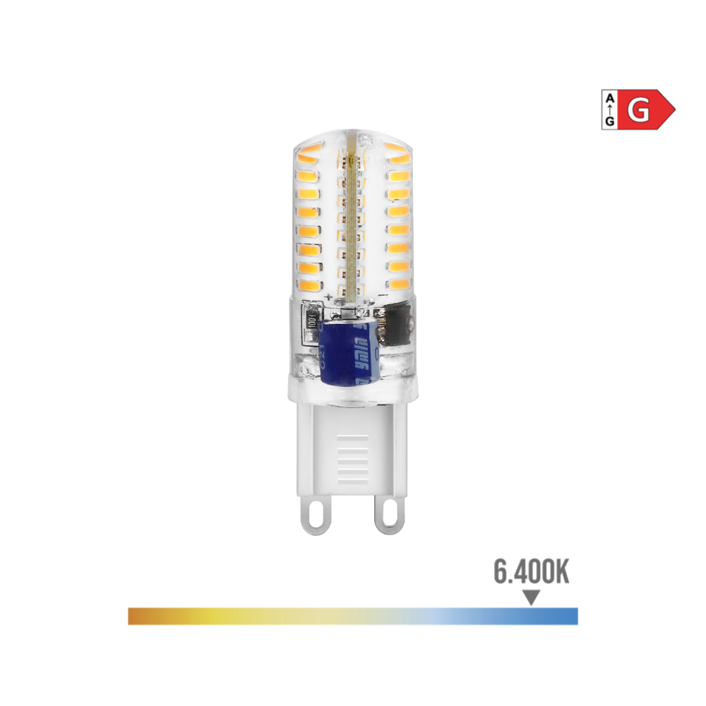 BOMBILLA G9 SILICONA LED 2,5W 170lm 6400K LUZ FRIA Ø1,6x5cm EDM