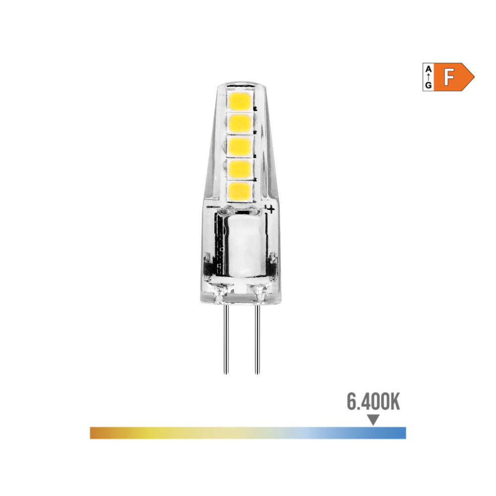 BOMBILLA BI-PIN SILICONA LED G4 12V 2W 180lm 6400K LUZ FRIA Ø1x3,7cm EDM