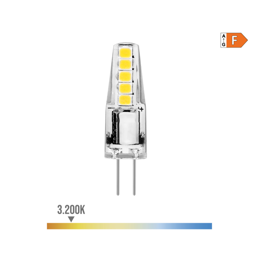 BOMBILLA BI-PIN SILICONA LED G4 12V 2W 180lm 3200K LUZ CALIDA Ø1x3,7cm EDM