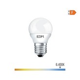 BOMBILLA ESFERICA LED E27 7W 600lm 6400K LUZ FRIA Ø4,5x8,2cm EDM