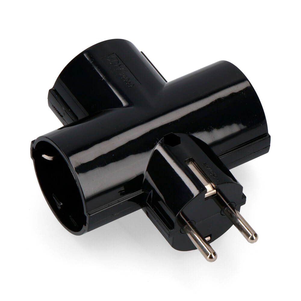 CLAVIJA TRIPLE NEGRA CON BAQUELITA T/TL 16A 250V (ENVASADA) EDM