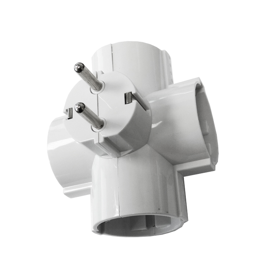 CLAVIJA 4 TOMAS T/TL SALIDAS LATERALES 16A 250V 4,8mm (ENVASADA)