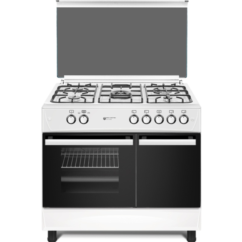 COCINA DE GAS 90X60 cm HORNO PORTABOMBONAS 5 FUEGOS WOK BLANCA EAS ELECTRIC  EFG9B60W
