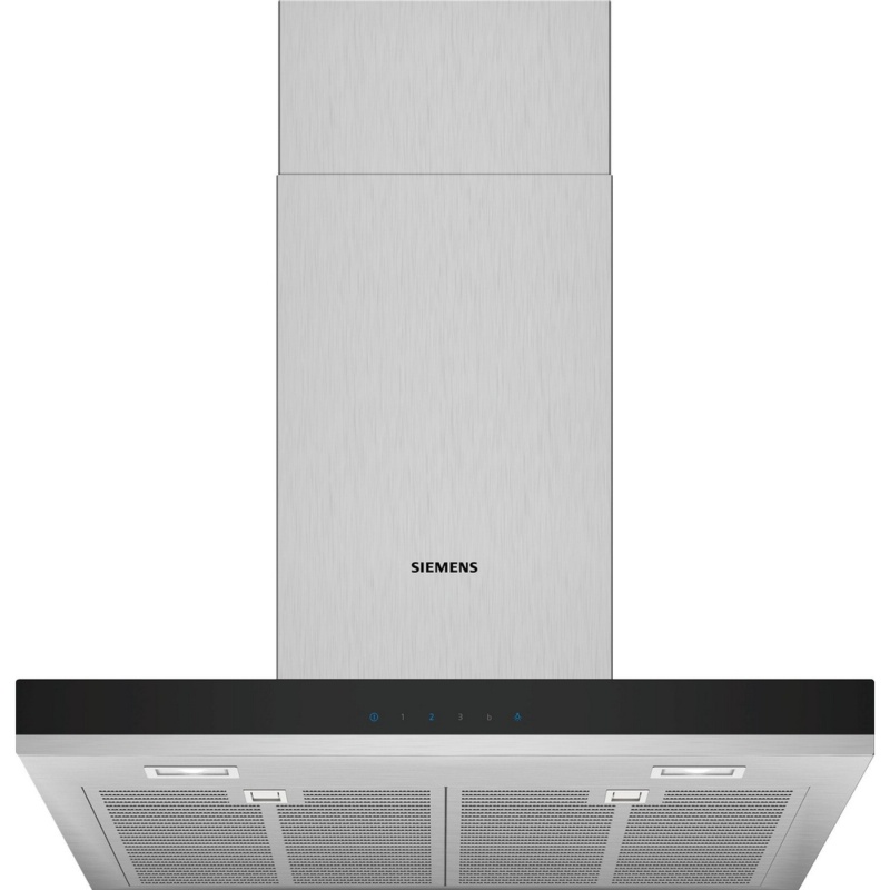 CAMPANA DECORATIVA INCLINADA 60 cm INOX Y CRISTAL NEGRO SIEMENS LC67BHM50