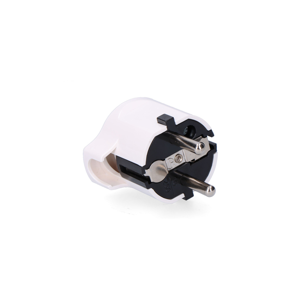 CLAVIJA SCHUKO T/TL 16A SALIDA LATERAL 4,8mm BLANCA (RETRACTILADA) EDM