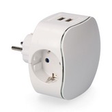 ADAPTADOR TRIPLE SCHUKO CON 2 TOMAS USB 2100mAh PERFIL ILUMINADO (RETRACTILADO) EDM