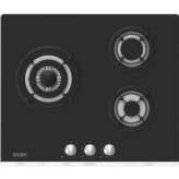 PLACA CRISTALGAS 3 FUEGOS NEGRA CON WOK SVAN SGW3600N