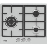 PLACA DE GAS 3 FUEGOS INOX 60 cm CON WOK SVAN SGW3600X