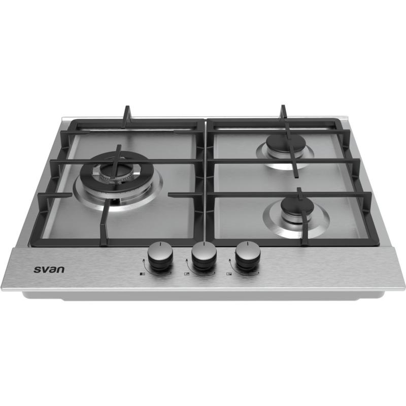 PLACA DE GAS 3 FUEGOS INOX 60 cm CON WOK SVAN SGW3600X 1