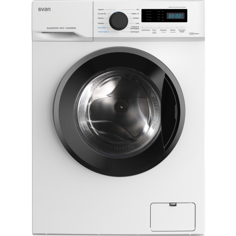 LAVADORA CARGA FRONTAL BLANCA 8 kg y 1400 rpm SVAN SL8400DIDV