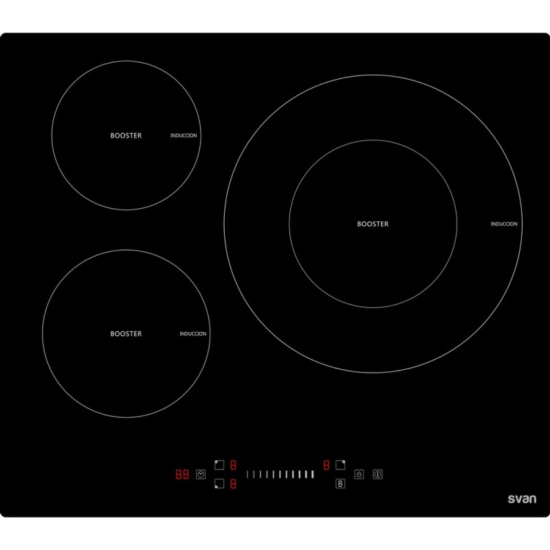 Placa de Inducción de 3 Fuegos - Cristal Negro