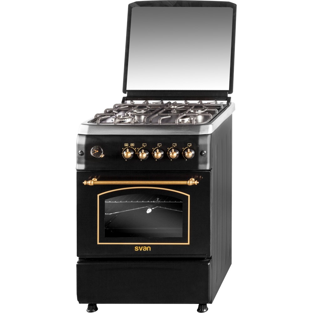 COCINA DE GAS 4 FUEGOS RUSTICA NEGRA SVAN SVK6601RN