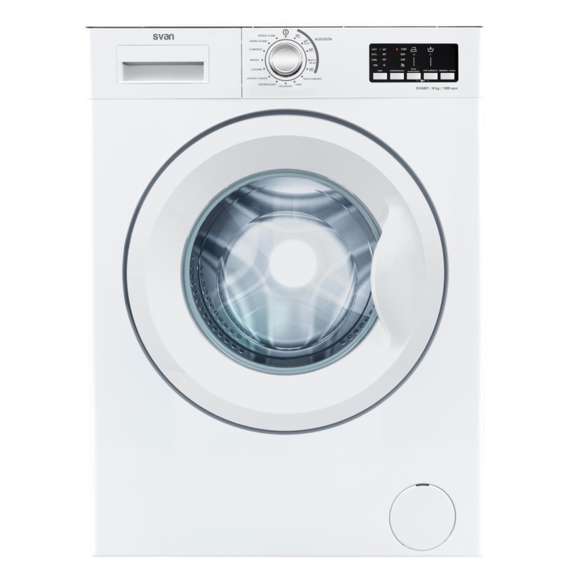 LAVADORA CARGA FRONTAL BLANCA 8 kg y 1000 rpm SVAN SVL8401