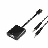 Conversor Aisens A122-0127/ Mini HDMI Macho - SVGA Hembra/ Jack 3.5 Hembra/ 15cm/ Negro