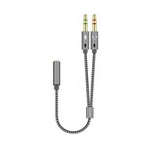 Cable Estéreo Aisens A128-0417/ Jack 3.5 Hembra - 2x Jack 3.5 Macho/ 25cm/ Gris