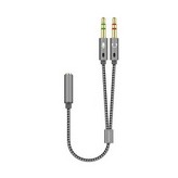 Adaptador Aisens A128-0417/ Jack 3.5 Hembra - 2x Jack 3.5 Macho/ 25cm/ Gris