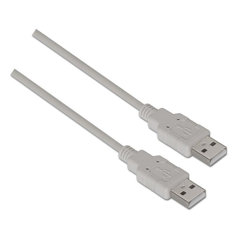 Cable USB 2.0 Aisens A101-0022/ USB Macho - USB Macho/ Hasta 2.5W/ 60Mbps/ 2m/ Beige