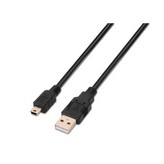 Cable USB 2.0 Aisens A101-0025/ USB Macho - USB Mini/ Hasta 2.5W/ 60Mbps/ 1.8m/ Negro