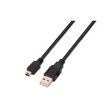 Cable USB 2.0 Aisens A101-0026/ USB Macho - USB Mini Macho/ Hasta 2.5W/ 60Mbps/ 3m/ Negro