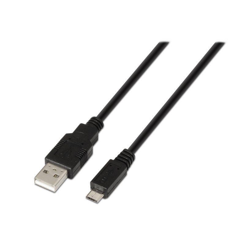 Cable USB 2.0 Aisens A101-0028/ USB Macho - MicroUSB Macho/ Hasta 2.5W/ 60Mbps/ 1.8m/ Negro