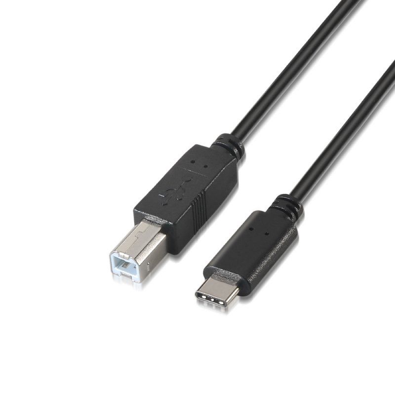 Cable USB 2.0 Impresora Aisens A107-0054/ USB Tipo-C Macho - USB Tipo-B Macho/ Hasta 9W/ 625Mbps/ 2m/ Negro