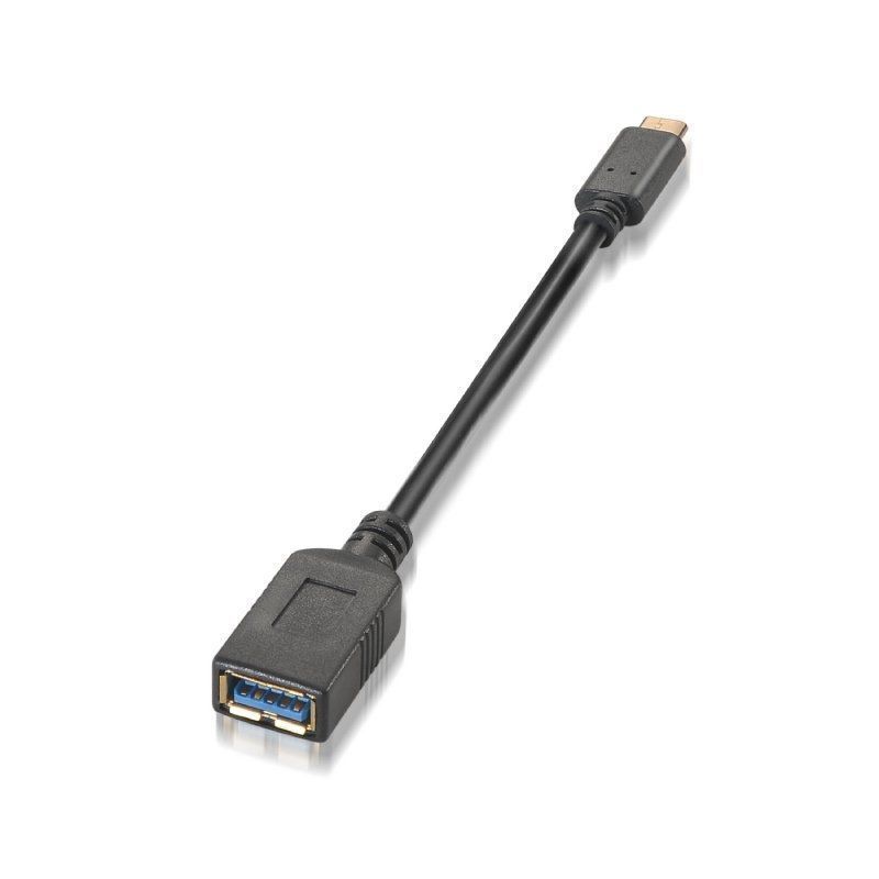 Cable USB 3.1 Aisens A107-0062/ USB Tipo-C Macho - USB Hembra/ Hasta 27W/ 625Mbps/ 15cm/ Negro