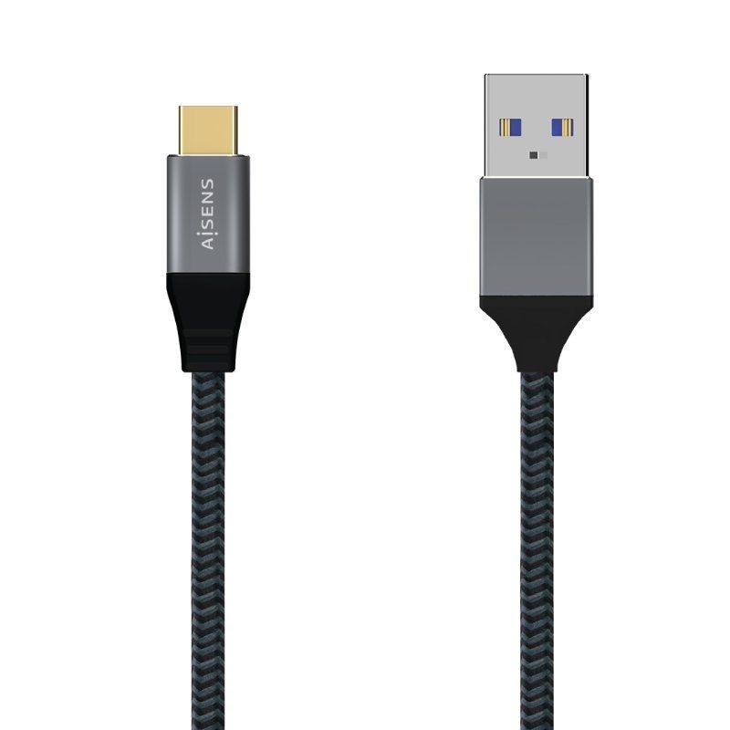 Cable USB 3.1 Tipo-C Aisens A107-0631/ USB Tipo-C Macho - USB Macho/ Hasta 27W/ 1250Mbps/ 1m/ Gris - Ítem