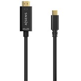 Cable Conversor HDMI 4K Aisens A109-0623/ USB Tipo-C Macho - HDMI Macho/ Hasta 27W/ 1250Mbps/ 80cm/ Negro