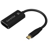 Conversor Aisens A109-0690/ USB Tipo-C Macho - DisplayPort Hembra/ Hasta 27W/ 1250Mbps/ 15cm/ Negro