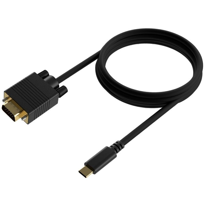 Cable Conversor Aisens A109-0693/ USB Tipo-C Macho - VGA Macho/ Hasta 27W/ 1250Mbps/ 1.8m/ Negro