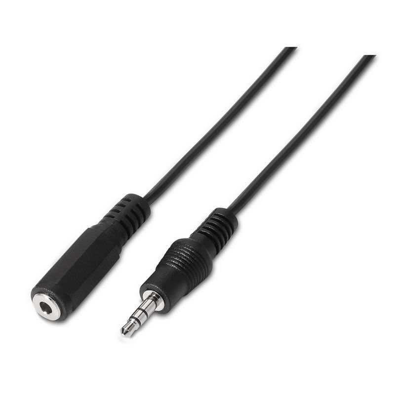 Adaptador Estéreo Aisens A128-0145/ Jack 3.5 Macho - Jack 3.5 Hembra/ Hasta 0.1W/ 1.5m/ Negro