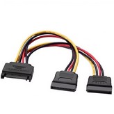 Cable Alimentación Aisens A131-0353/ SATA Macho - 2x SATA Hembra/ Hasta 54W/ 20cm/ Negro