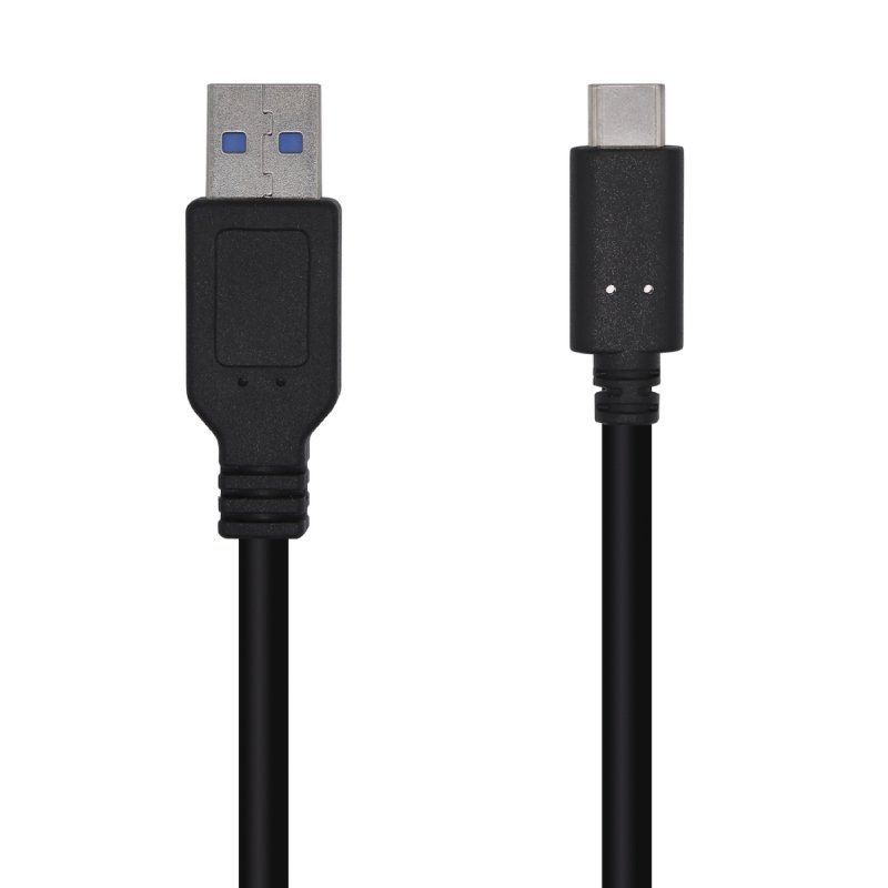 Cable USB 3.1 Tipo-C Aisens A107-0449/ USB Tipo-C Macho - USB Macho/ 50cm/ Negro - Ítem