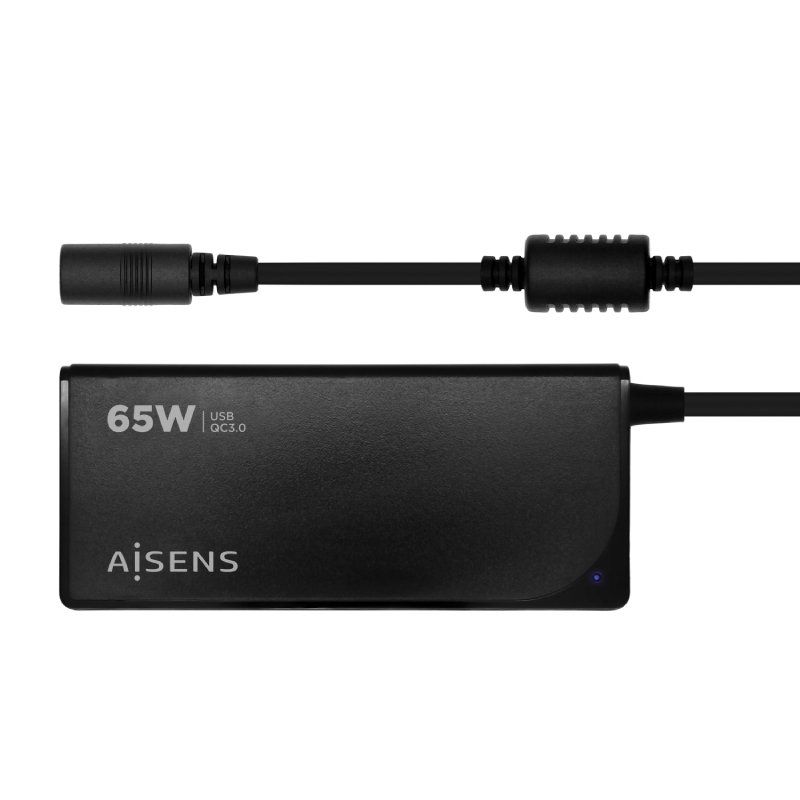 Cargador de Portátil Aisens ASLC-65WAUTO-BK/ 65W/ Automático/ 9 Conectores/ Voltaje 18.5-20V/ 1 USB QC3.0 - Ítem